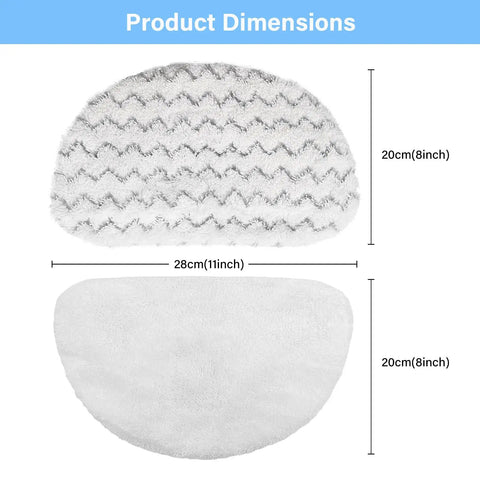 Two 12 Pack Replacement Pads For PowerFresh Steam Mop 1940 Series, measuring 20x28cm, one plain and one with scrubbing strips.