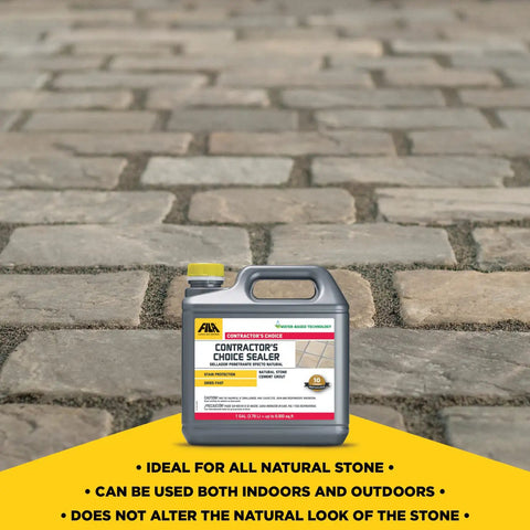 Contractor's Choice Natural Stone Sealer For Indoor Outdoor Use, Tile And Grout Protector, Waterproof Stain Proof Penetrating Impregnator Sealer, Ideal For Granite Travertine Marble And More, 1 Gallon