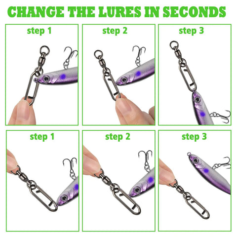 Dope Quick Change Fishing Speed Clips For Lures With Ball Bearing Swivel Power Clips Tackle Ready Topwater Gear For Saltwater And Freshwater Crankbait Popper Lures 44Lb Load And Resilient Stainless Steel, quick lure change steps