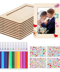 Picture Frame Painting Craft Kit For 4x6 Photos, 10 Unfinished Wooden Frames, 12 Color Pens, 4 Sheets Crystal Diamond Stickers