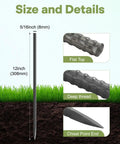 Heavy Duty 12 Inch Rebar Stakes 20 Pack Durable Metal Garden Stakes With Chisel Point End 5/16 Inch Diameter diagram