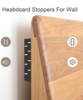 20 Piece Headboard Stoppers Hold The Line So Beds Stay Put Premium Eva Foam Wall Protectors, close-up view attached to headboard.