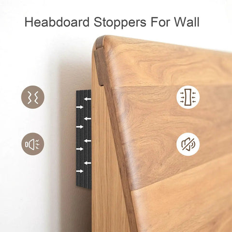 20 Piece Headboard Stoppers Hold The Line So Beds Stay Put Premium Eva Foam Wall Protectors, close-up view attached to headboard.