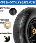 4.00-6 Wheelbarrow Tire And Wheel With Pneumatic Tire, Five Eighth Inch And Three Quarter Inch Bearings, 1.75 Inch Centered Hub
