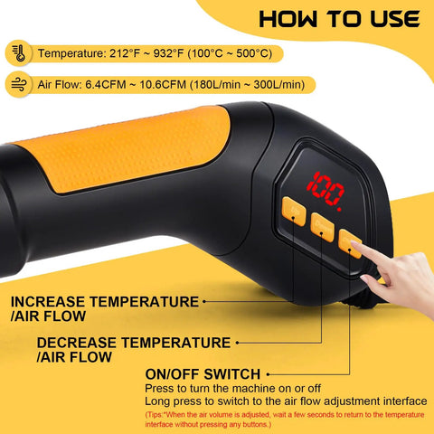 Heat Gun 700W Mini Hot Air Rework Tool With LED Display showing temperature settings and control buttons, close-up view