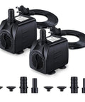 2 Pack Fountain Pump Submersible Water Pump 220 GPH For Aquariums Ponds And Fountains 15W 900 L Per Hour With 3 Nozzles