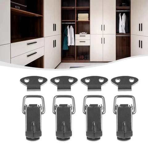 Eight Pack Heavy Duty Door Latches For Cabinets 7.2 By 2.7 Cm Cold Rolled Steel Spring Catch Toggle Lock Hasp Buckles