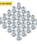 25 Pack 1/4-20 Jack Nuts Threaded Inserts Rivet Nuts Set For Plastic Wood Hardboard Steel Easy Install Zinc Plated Durable Nutserts
