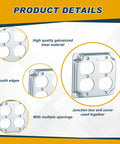 Product details of 8 Pack 4x4 Inch Metal Receptacle Box Covers For Square Exposed Work Receptacles 4 Inch Electrical Boxes 2 Duplex Fits Sturdy Construction And Easy Install For Home Office And Industrial Sites