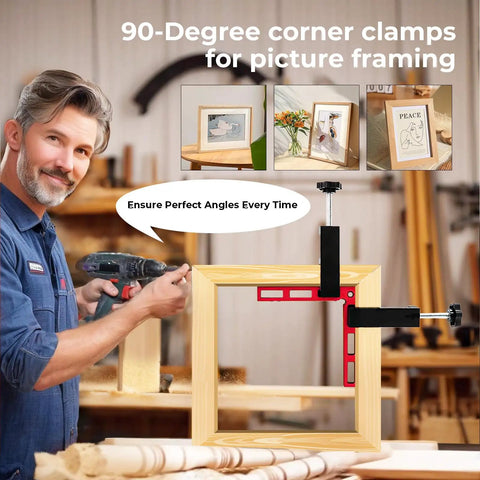 Pro Grade 90 Degree Corner Clamp Kit 4 Pack 5.5 X 5.5 Inches Aluminum Alloy used for picture frame assembly