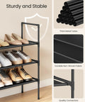 Three-Tier Shoe Rack Organizer For Hallways And Closets, Slim Space-Saving Metal Frame With Durable Non-Woven Fabric Shelves