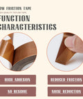 High Performance Real Smooth Glide Felt Tape Two Roll Brown Self Adhesive Low Friction Drawer Slide Strips image showing adhesive tape rolls features.
