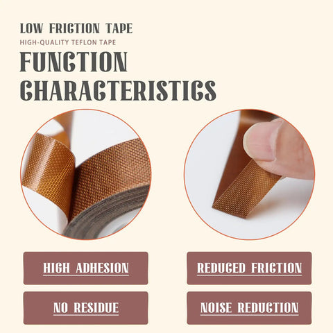 High Performance Real Smooth Glide Felt Tape Two Roll Brown Self Adhesive Low Friction Drawer Slide Strips image showing adhesive tape rolls features.