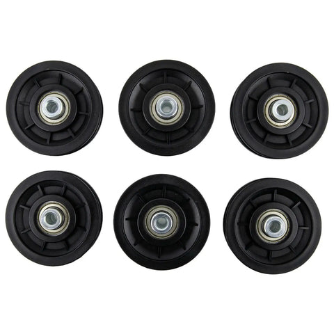 Six Pack Nylon Pulley Wheels With Bearings For Home Gym Cable Machines Quiet Replacement Rollers For Fitness Gear And Garage Doors Smooth Low Noise Cable Movement Durable Set Of 6, black