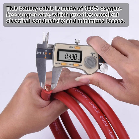 2 Gauge Battery Cable Set 5Ft Red and 5Ft Black 2 AWG Welding Cable with Oxygen-Free Copper Wire for Automotive, Battery, Solar, Marine and Generator Power Systems, 0.330 in measured