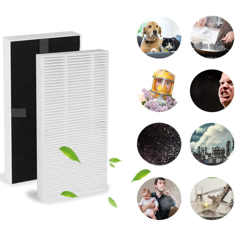 Premium FRF102B Replacement Filter With Odor-Reducing Carbon Prefilter, 2 Pack For Febreze FHT170W FHT180W FHT190W Air Purifiers