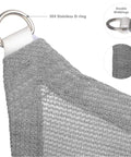 Rectangular 6x8 Grey Sun Shade Sail Outdoor Canopy for Patio Garden Backyard Pergola Durable HDPE Shade Cloth with Cross Weave Ready to Hoist at All Four Corners Easy Install Custom Size corner detail with stainless D-ring and double webbings