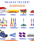 Backyard Kids Slackline Obstacle Course Kit With 65Ft Line And 13 Obstacles, Quick Install Buckles No Threading, 13 obstacles shown