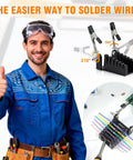 Technician with All Metal Soldering Helping Hands With Two Adjustable Arms Heat Resistant PCB Clamp Stand, smiling, thumbs up