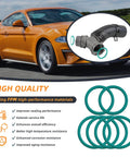 Automotive coolant o-ring seal set for engine radiator hose and T-pipe, teal rings with gray hose connector, six-pack