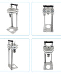 Top and side views of 300mm Stroke Drill Press Stand With 6061 Aluminum Alloy Vertical Drill Guide for hand drilling
