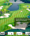 Shot distance measurement display on golf course using Voice 2S Plus Talking Golf GPS Rangefinder With Clip On Hat Mount, Blue