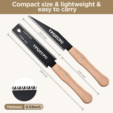 6 Inch Pull Saw For Woodworking Pro Grade Double Edged SK5 Steel Hand Saw With Flexible Blade 17 TPI For Hard Wood And 11 TPI For Soft Wood