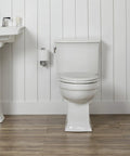 Modern bathroom with Cameron Sky Blue Toilet Seat With Non Slip Heavy Duty Wood Construction For Durability And Comfort No Wobble