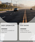 Super Durable Knockout Performance Concrete Crack Filler Waterproof Sealant That Sets Quick And Moves With The Shifts To Block Rain And Ice For Any Weekend Warrior Project on an empty road with cars.