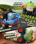 Remote Control Dinosaur Monster Truck For Kids Ages 4 7 8 12 With 50 Minutes Plus Runtime LED Lights Spray Effect 360 Degree Spin 90 Degree Upright On Two Wheels Stunt RC Car For Boys Birthday Gift Epic All Day Fun performing stunts