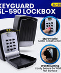 Push Button Key Storage Wall Mount Lock Box With Easy To Use Phone Style Keypad for keyless access, 3.5x5 inches, metal construction