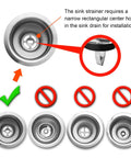Installation detail of 2 Pack Kitchen Sink Strainer And Stopper Combo For Standard Three And A Half Inch Drains, Stainless Steel