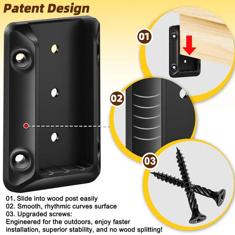 40 Piece Deck Railing Bracket Connectors For 2X4 Posts To Handrails Outdoor Grade Nylon 66 Construction With 280 Galvanized Black Screws For Wooden Stairs Fences Railings