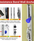 Rock Solid One Piece Resistance Bands Wall Anchor Adjustable Exercise Platform Base with 35 Position Locking Supports Cables and Handles Durable Gym Gear to Help You Crush Reps at Home showing locking mechanism details.