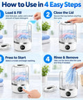 How to use Compact Cordless Mini Washing Machine Rechargeable Portable Spin Action in four easy steps for delicates.
