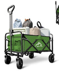Collapsible Utility Cart Folding Wagon With 320 Lbs Capacity, Lightweight Rolling Cart With Quiet Wheels, Green loaded