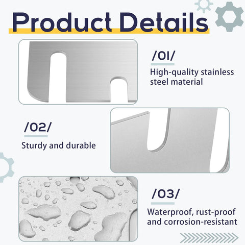 MorningRo 10-pack stainless steel door hinge shims, 4-inch, silver, for door hinge repair kit.