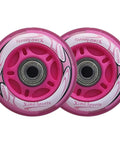 Pink LED Inline Skate Replacement Wheels Pack Of 2, 70mm, 82A Hardness, ABEC7 Bearings, outdoor indoor cruising