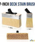 7 Inch Deck Stain Brush For Wood Staining And Sealing, Pro Grade DIY Friendly Deck Stain Applicator Brush with side and bottom views