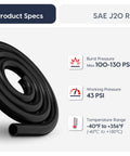 Silicone Vacuum Hose Five Eighth Inch ID Sixteen Millimeter 10 Ft Long High Temp 100 PSI Engine Automotive Vacuum Line Tubing Durable Black