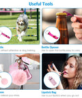 Safety Keychain Set For Women And Kids with whistle, bottle opener, pink pom poms, and lipstick bag shown in use.