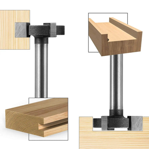 Three Flute CNC Spoilboard Surfacing Router Bits With One Quarter Inch Shank And 0.94 Inch Cutter Diameter for woodworking slab flattening, side view.
