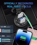 2 Pack 12V To 24V Cigarette Lighter Outlet With Voltmeter Quick Charge 3.0 dual USB ports charging devices with voltmeter display.