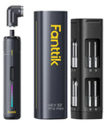 Cordless Electric Screwdriver Set With Precision Torque Control And Ergonomic Grip For No Sweat Diy Repairs Quick Furniture Assembly Computer Upgrades And Badass Heavy Chores With Slick Performance, featuring a sleek screwdriver and bit case.