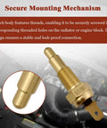 Ground Thermostat Switch 1/8 NPT Automotive Fan Control With 190F On And 175F Off Grounding Fan Circuit Universal Fit For Cars And Trucks Durable Temperature Switch For Cooling Fans brass threaded sensor with 190/175F marking