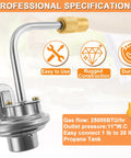 Propane Adapter Hose And Regulator Conversion Kit 1Lb To 20Lb For Griddles And Portable Stoves visually showing outlet details