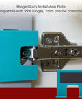 Easy Hinge Mate Quick Door Hinge Jig For Precise 2mm Alignment And Fast Door Jamb Latch Installations Cabinet Hinge Mounting Plate With Magnetic Guide shown installed with hinge