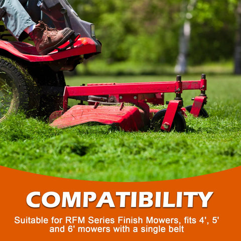Side view of a red 2-pack finish mower idler pulleys for RFM series mowers (4', 5', 6').