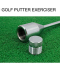 Steel Chromic Plated Golf Swing Trainer Stick For Right Hand Golfers on green turf with detachable weight cap