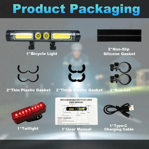 Beast Bright Bike Light Set With 10000 Lumen Headlight And Tail Light, Ten Plus Modes, 8000mAh Rechargeable Battery, Aluminum Waterproof Design, Dual Spotlight And Floodlight, Long 72 Hour Runtime For Mountain Trails